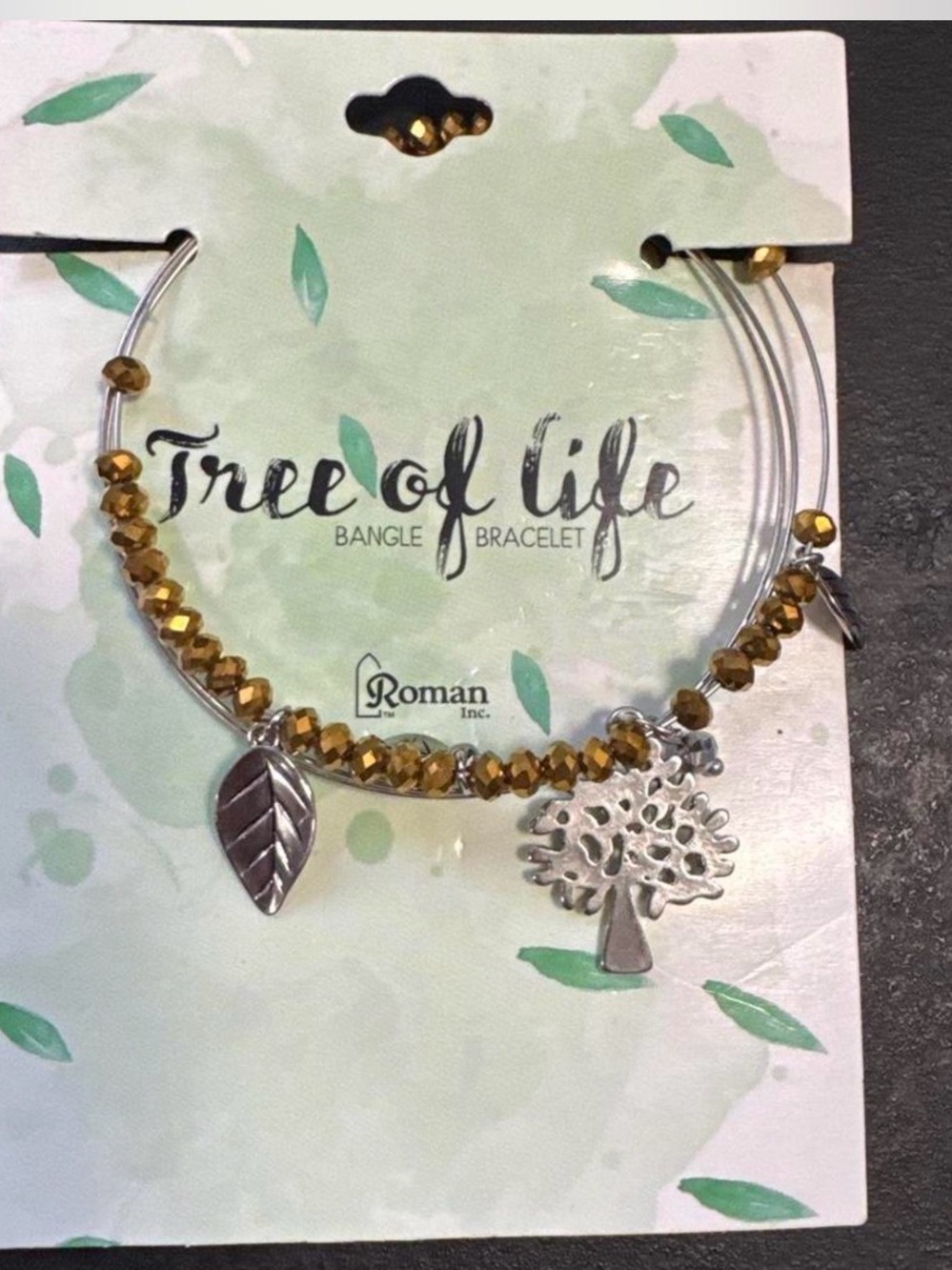 Roman Inc. Gold Beaded Tree of Life Charm Bracelet